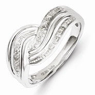 Sterling Silver Diamond Multi Lined Twist Design Ring