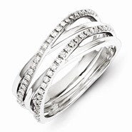 Sterling Silver Diamond Wave Ring