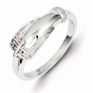 Sterling Silver w/Rhodium Plated Diamond Buckle Ring