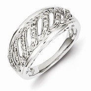 Sterling Silver Design with Side Design Diamond Ring