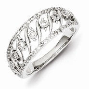 Sterling Silver Open Back Diamond Ring
