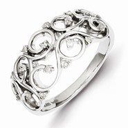 Sterling Silver w/Rhodium Plated Diamond Swirl Ring