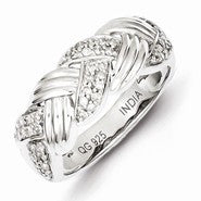 Sterling Silver & Diamond Fancy Swirl Lined Ring