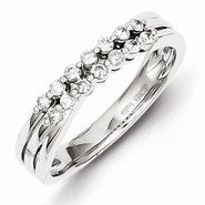 Sterling Silver Double Lined Prong Set Diamond Ring