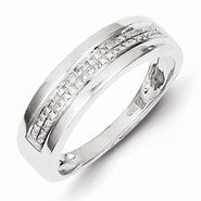 Sterling Silver Diamond Womens Wedding Band