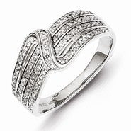 Sterling Silver Multi Lined Diamond Ring