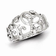 Sterling Silver w/Rhodium Plated Diamond Swirl Ring