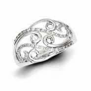 Sterling Silver w/Rhodium Plated Diamond Swirl Ring