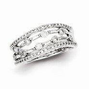 Sterling Silver Multi Lined Diamond Ring