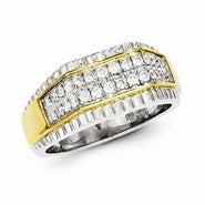 Sterling Silver with 10k Gold Diamond Men's Ring