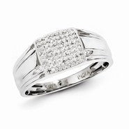 Sterling Silver w/Rhodium Plated Diamond Men's Ring