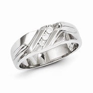 Sterling Silver w/Rhodium Plated Diamond Men's Ring