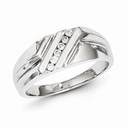 Sterling Silver w/Rhodium Plated Diamond Men's Ring