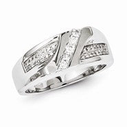 Sterling Silver w/Rhodium Plated Diamond Men's Ring