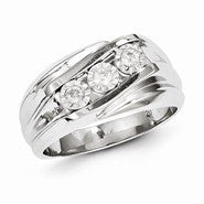 Sterling Silver w/Rhodium Plated Diamond Men's Ring