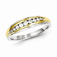 Sterling Silver with 10k Gold Diamond Men's Ring