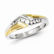 Sterling Silver with 10k Gold Diamond Men's Ring