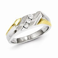 Sterling Silver with 10k Gold Diamond Men's Ring