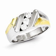 Sterling Silver with 10k Gold Diamond Men's Ring