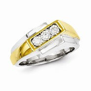Sterling Silver with 10k Gold Diamond Men's Ring