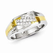 Sterling Silver with 10k Gold Diamond Men's Ring