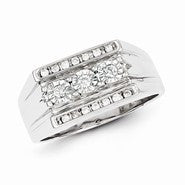 Sterling Silver w/Rhodium Plated Diamond Men's Ring