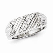Sterling Silver w/Rhodium Plated Diamond Men's Ring