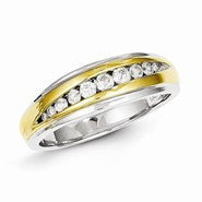 Sterling Silver with 10k Gold Diamond Men's Ring
