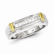 Sterling Silver with 10k Gold Diamond Men's Ring