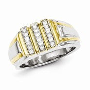 Sterling Silver with 10k Gold Diamond Men's Ring