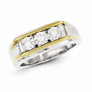 Sterling Silver with 10k Gold Diamond Men's Ring