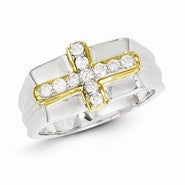 Sterling Silver with 10k Gold Diamond Men's Ring