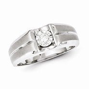 Sterling Silver w/Rhodium Plated Diamond Men's Ring