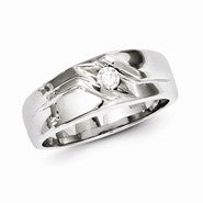 Sterling Silver w/Rhodium Plated Diamond Men's Ring