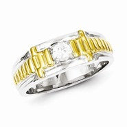Sterling Silver with 10k Gold Diamond Men's Ring