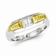 Sterling Silver with 10k Gold Diamond Men's Ring