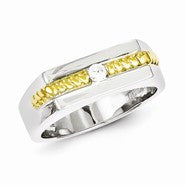 Sterling Silver with 10k Gold Diamond Men's Ring