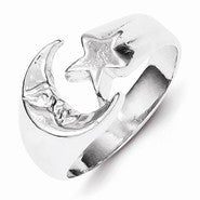 Sterling Silver Moon & Star Ring