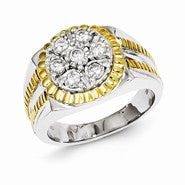 Sterling Silver with 10k Gold Diamond Men's Ring