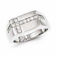 Sterling Silver w/Rhodium Plated Diamond Men's Ring