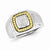 Sterling Silver & Yellow Gold Diamond Square Men's Ring