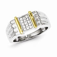 Sterling Silver with 10k Gold Diamond Men's Ring