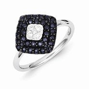 Sterling Silver Diamond & Sapphire Ring