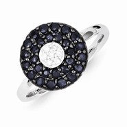Sterling Silver Diamond & Sapphire Circle Ring