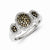 Sterling Silver Champagne Diamond Triple Circle Shape Ring