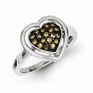 Sterling Silver Champagne Diamond Heart Ring