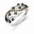 Sterling Silver Fancy Swirl Design White, Champagne & Blue Diamond Ring