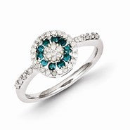Sterling Silver Blue & White Diamond Circle Ring