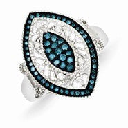 Sterling Silver White & Blue Diamond Ring