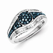 Sterling Silver Blue Diamond Circle Ring